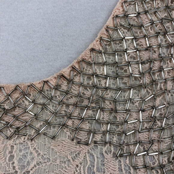 ASTR Beaded Lace Blush Baby Pink Cropped Top - Picture 3 of 8